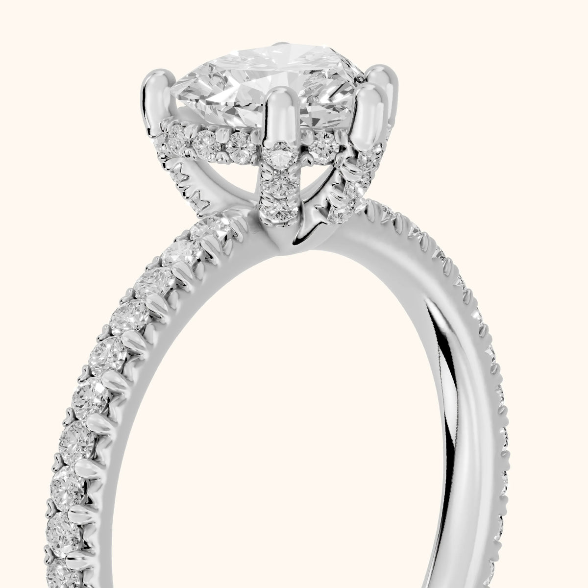 Orla Hidden Halo Pavé Heart Diamond Engagement Ring in Platinum - slant-view.webp
