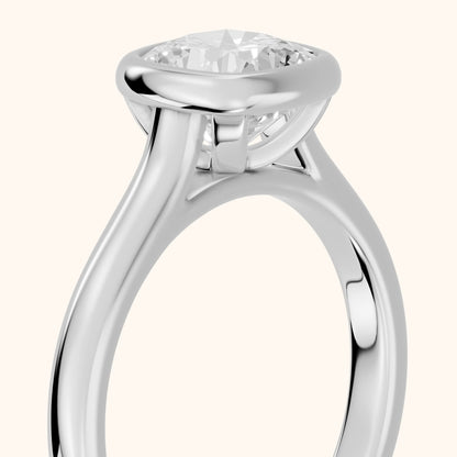 Jolie Bezel Solitaire Cushion Diamond Engagement Ring in White Gold - slant-view.webp