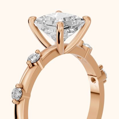 Elena Radiance Princess Cut Diamond Engagement Ring in Rose Gold - slant-view.webp