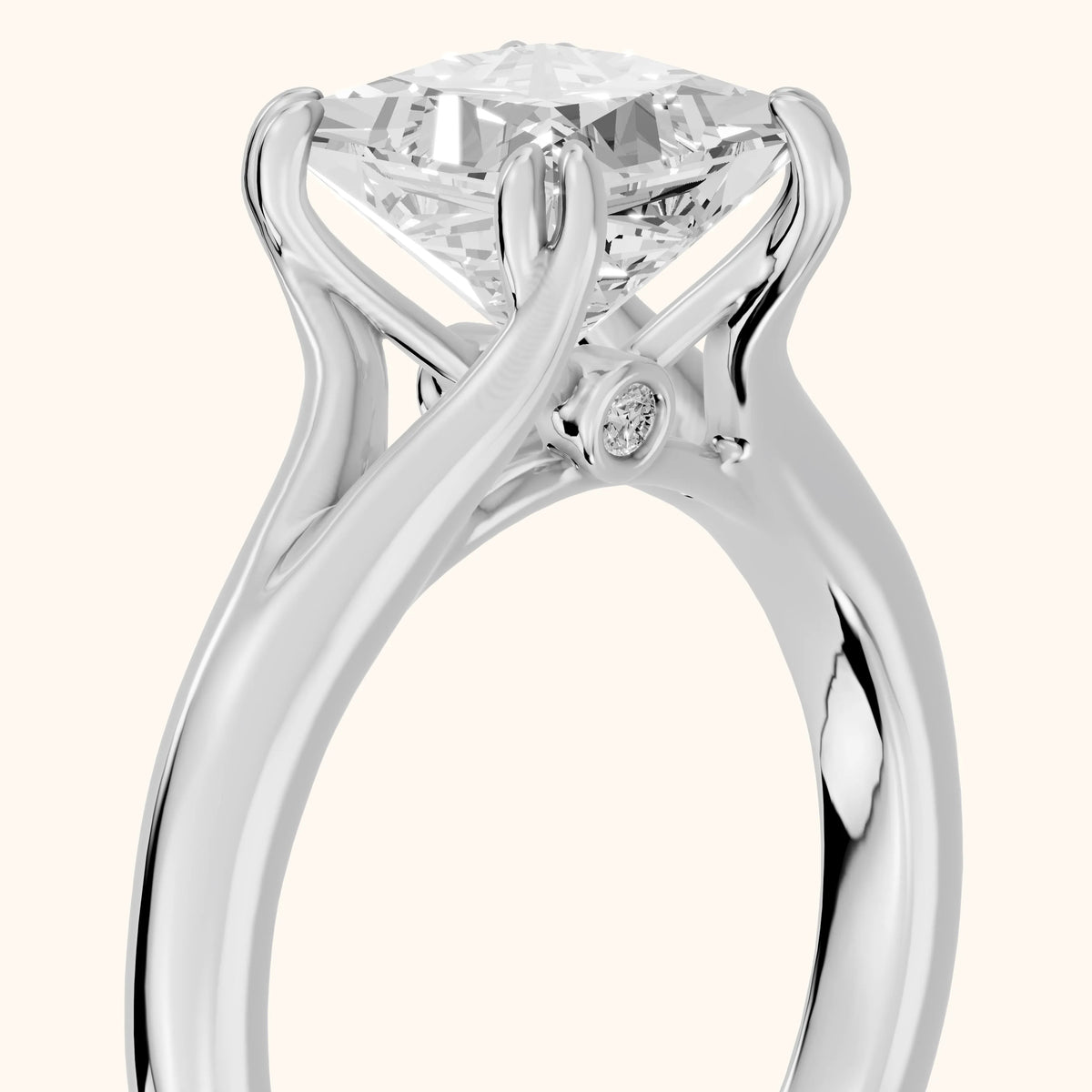 Jillian Solitaire Split Shank Princess Diamond Engagement Ring in Platinum - slant-view.webp