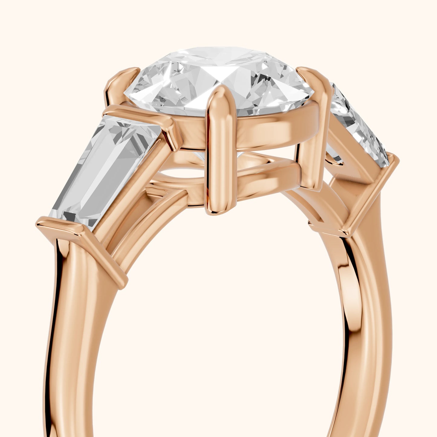 Layla Tapered Baguette Round Diamond Ring in Rose Gold - slant-view.webp