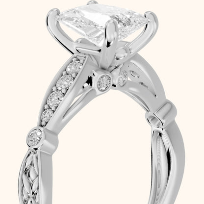 Winter Scalloped Pavé Radiant Diamond Engagement Ring in Platinum - slant-view.webp