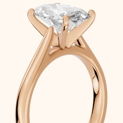 Enid Solitaire Cathedral Oval Diamond Engagement Ring in Rose Gold - slant-view.webp