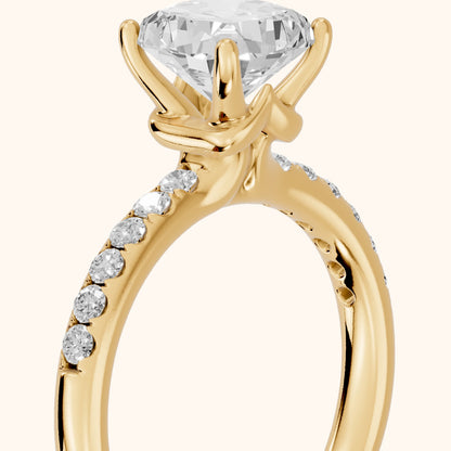 Brea Twist Pavé Cushion Diamond Engagement Ring in Yellow Gold - slant-view.webp