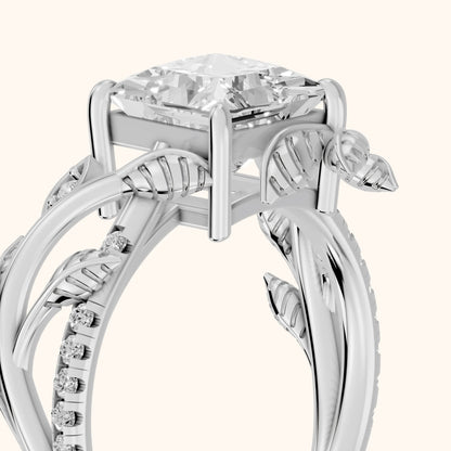 Solana Vine Bypass Princess Diamond Engagement Ring in Platinum - slant-view.webp