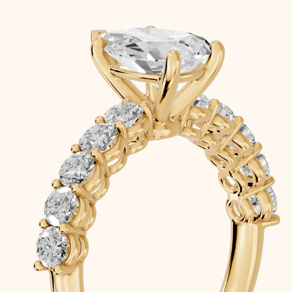 Sterling Statement Pavé Pear Diamond Engagement Ring in Yellow Gold - slant-view.webp