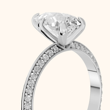 Meredith Knife Edge Pavé Pear Diamond Engagement Ring in Silver - slant-view.webp