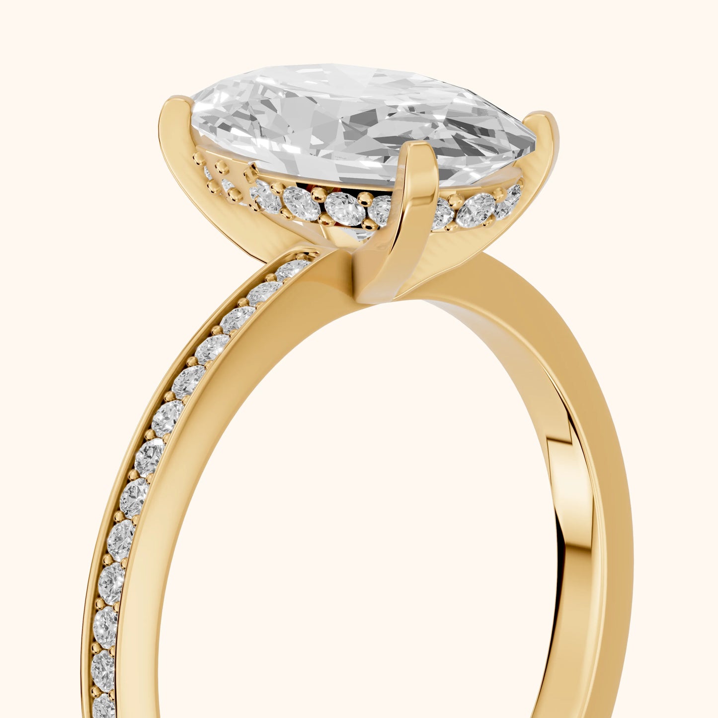 Naia Hidden Halo Oval Diamond Ring in Yellow Gold - slant-view.webp