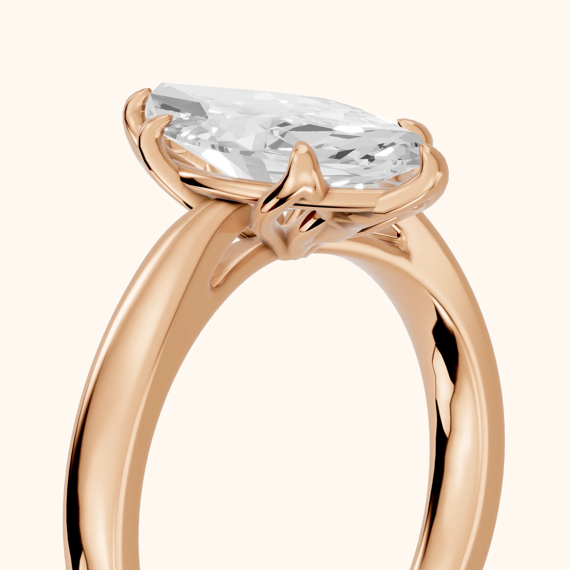 Lucia Solitaire Six-Prong Marquise Diamond Engagement Ring in Rose Gold - slant-view.webp