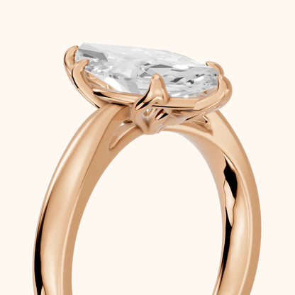 Lucia Solitaire Six-Prong Marquise Diamond Engagement Ring in Rose Gold - slant-view.webp