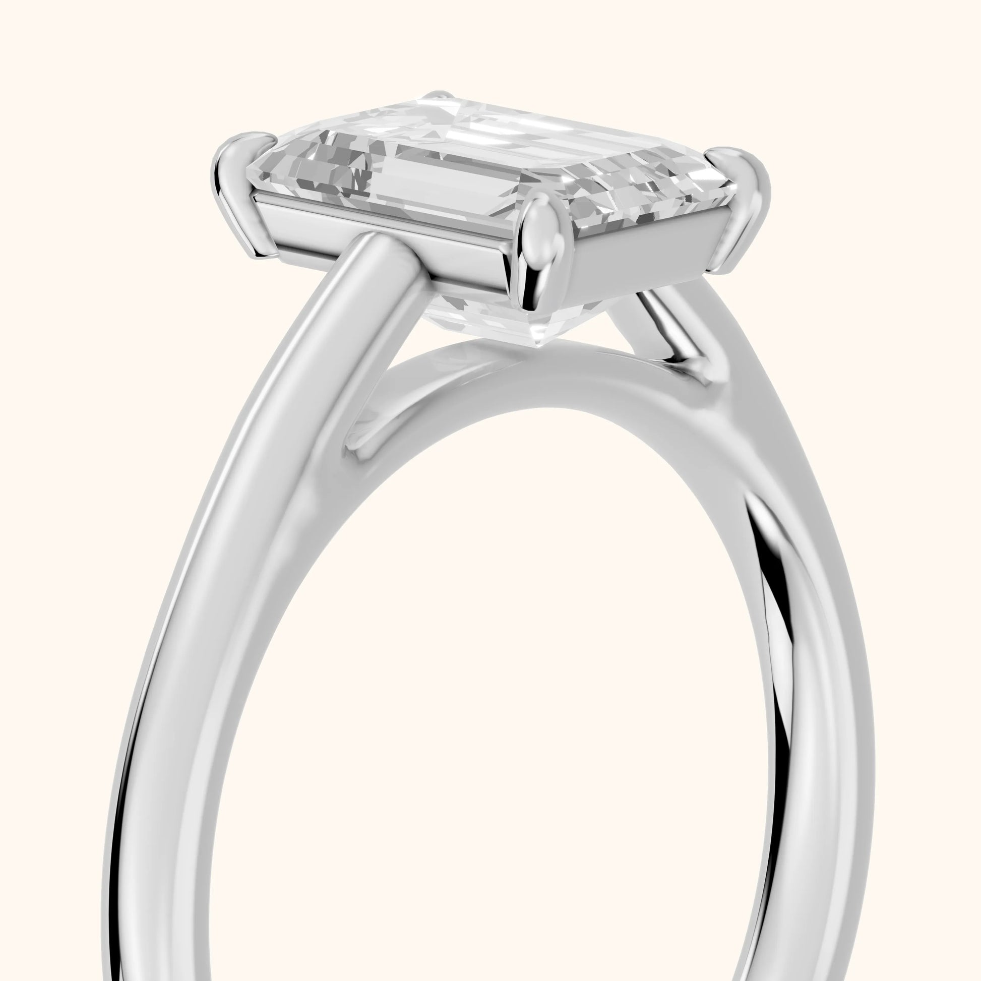 Sadie Cathedral Solitaire Emerald Diamond Ring in Silver - slant-view.webp
