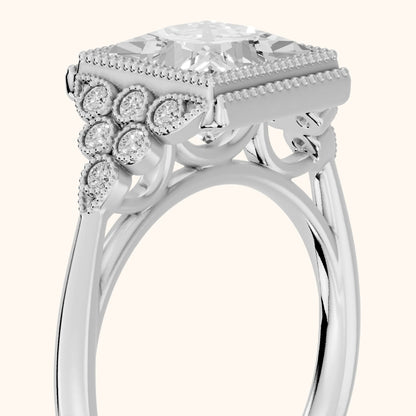 Effie Vintage Bezel Princess Diamond Engagement Ring in Platinum - slant-view.webp