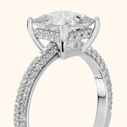 Violet Hidden Halo Pavé Princess Diamond Ring in Platinum - slant-view.webp