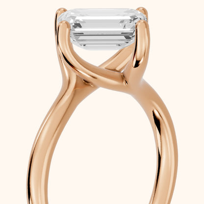 Clio Bypass Solitaire Emerald Diamond Engagement Ring in Rose Gold - slant-view.webp