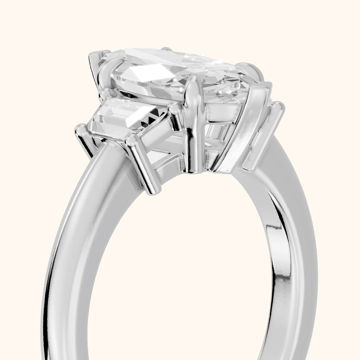 Federica Trapezoid Three-Stone Marquise Diamond Engagement Ring in Platinum - slant-view.webp