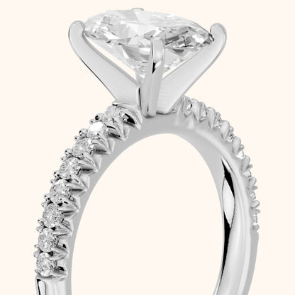 Iona French Pavé Oval Diamond Engagement Ring in Silver - slant-view.webp