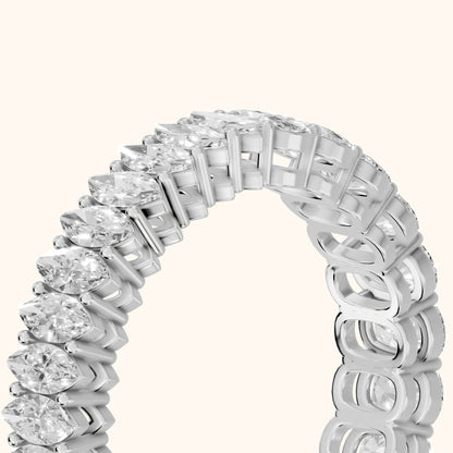 Tania Shared Prong Marquise & Cushion Diamond Eternity Band in Platinum - slant-view