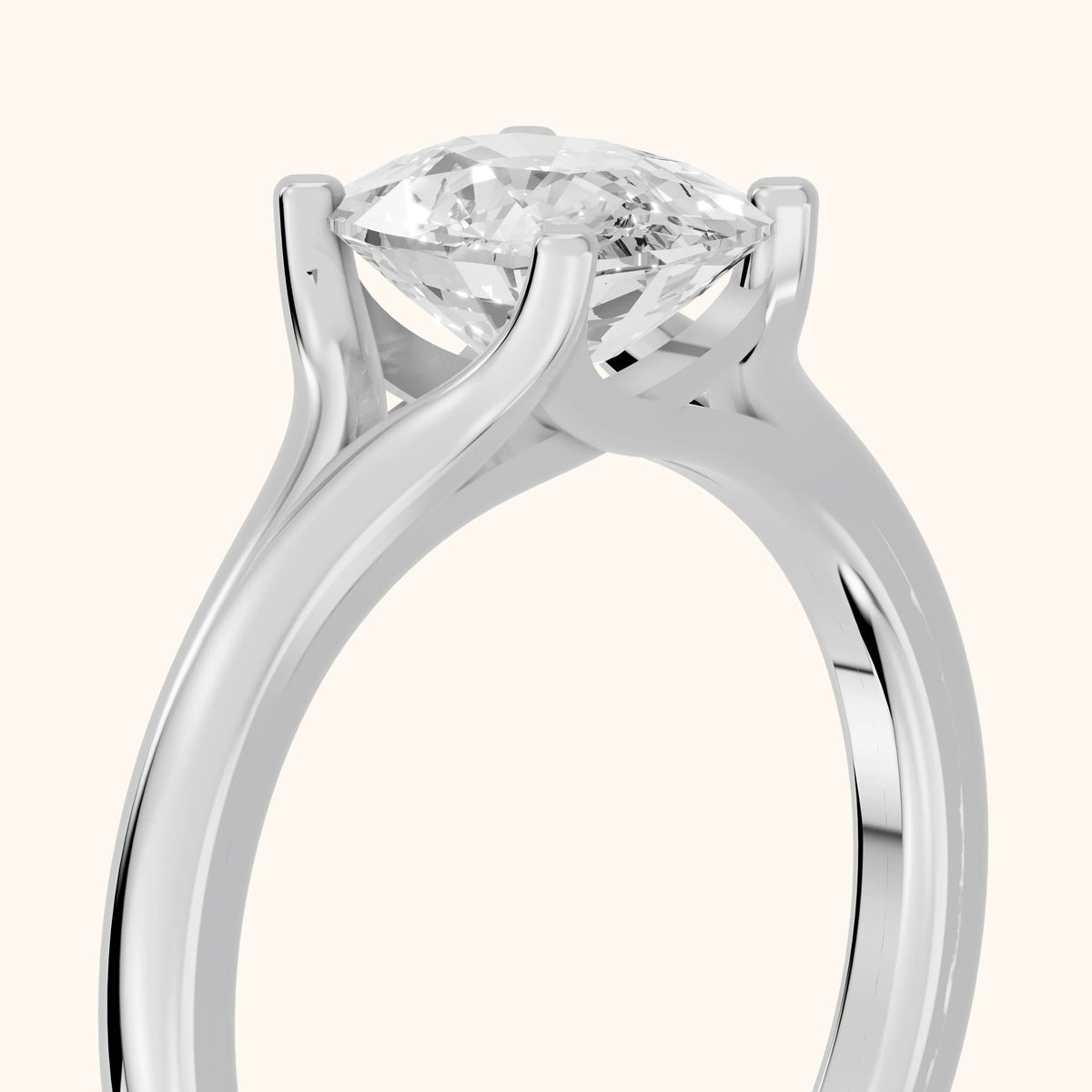 Nell Split Shank Solitaire Cushion Diamond Engagement Ring in White Gold - slant-view.webp