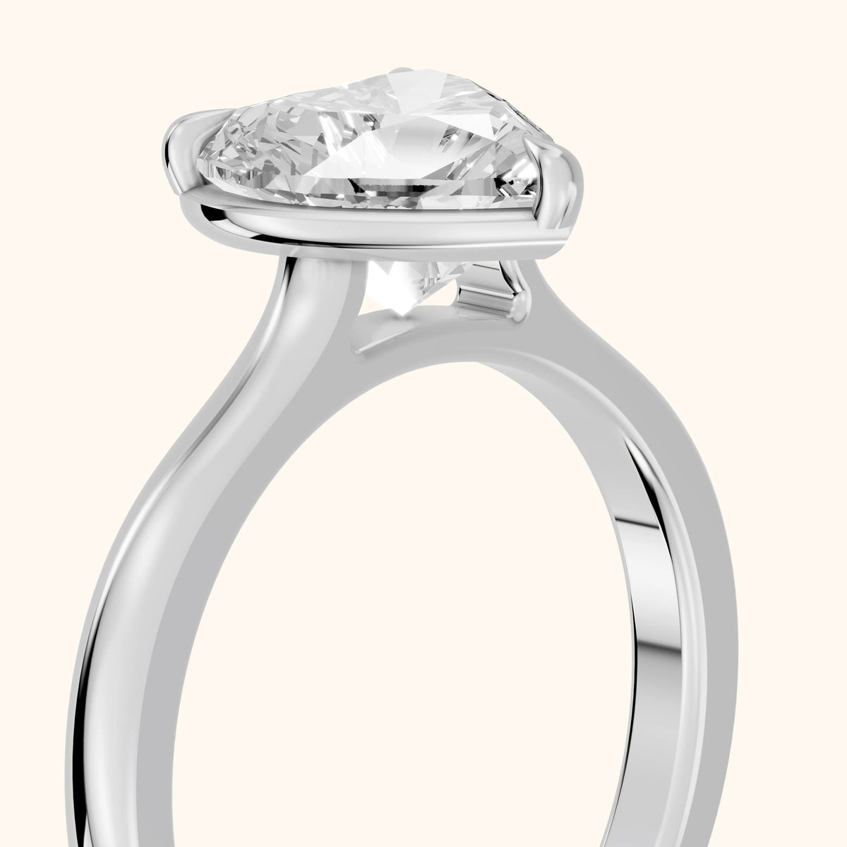 Ashland Basket Solitaire Heart Diamond Engagement Ring in Platinum - slant-view.webp