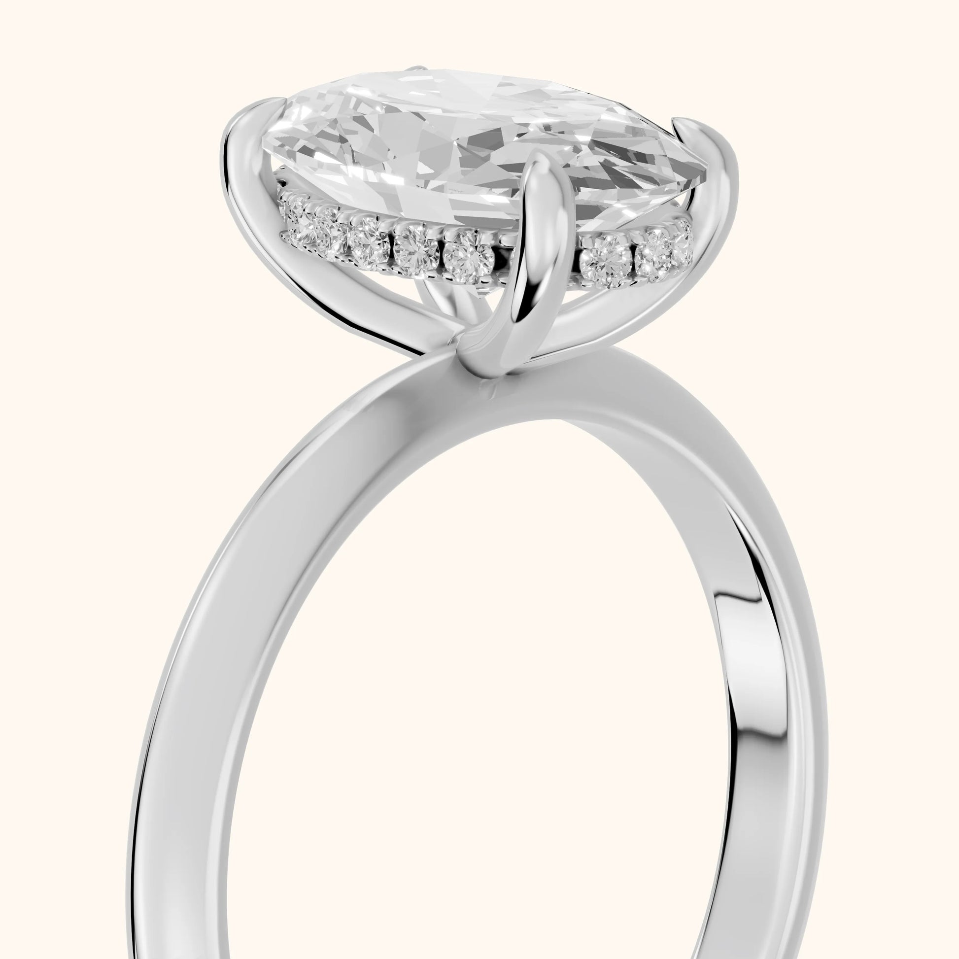 Amaya Hidden Halo Oval Diamond Ring in White Gold - slant-view.webp
