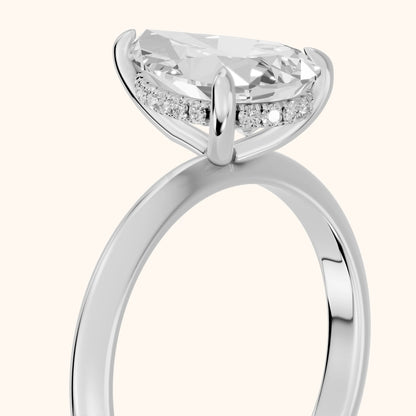 Amaya Hidden Halo Pear Diamond Ring in White Gold - slant-view.webp