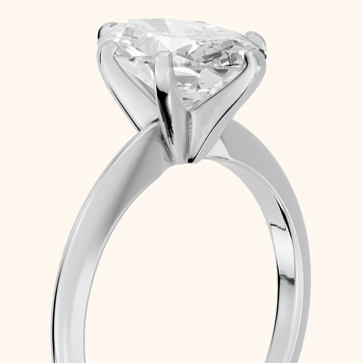 Aida Solitaire Knife Edge Oval Diamond Engagement Ring in Silver - slant-view.webp