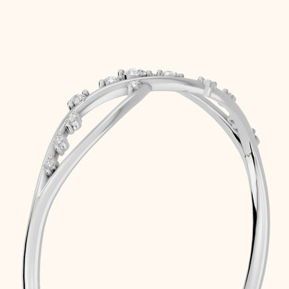 Amelia Bypass Round Diamond Stackable Ring in Platinum - slant-view