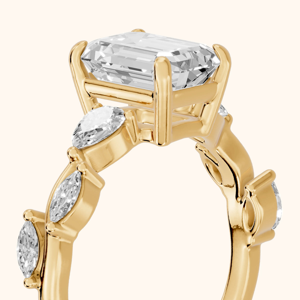 Marnie Vine Garland Emerald Diamond Engagement Ring in Yellow Gold - slant-view.webp