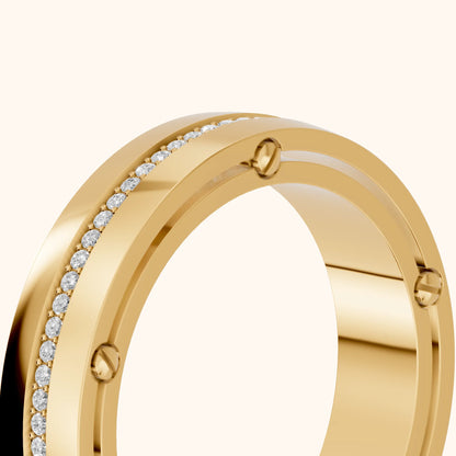 Elora Micropavé Round Diamond Eternity Band in Yellow Gold - slant-view