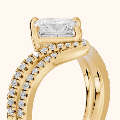 Boise Chevron Pavé Princess Diamond Engagement Ring in Yellow Gold - slant-view.webp