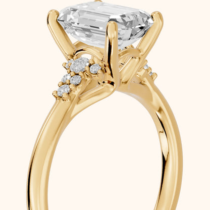 Vail Starburst Cluster Emerald Diamond Engagement Ring in Yellow Gold - slant-view.webp