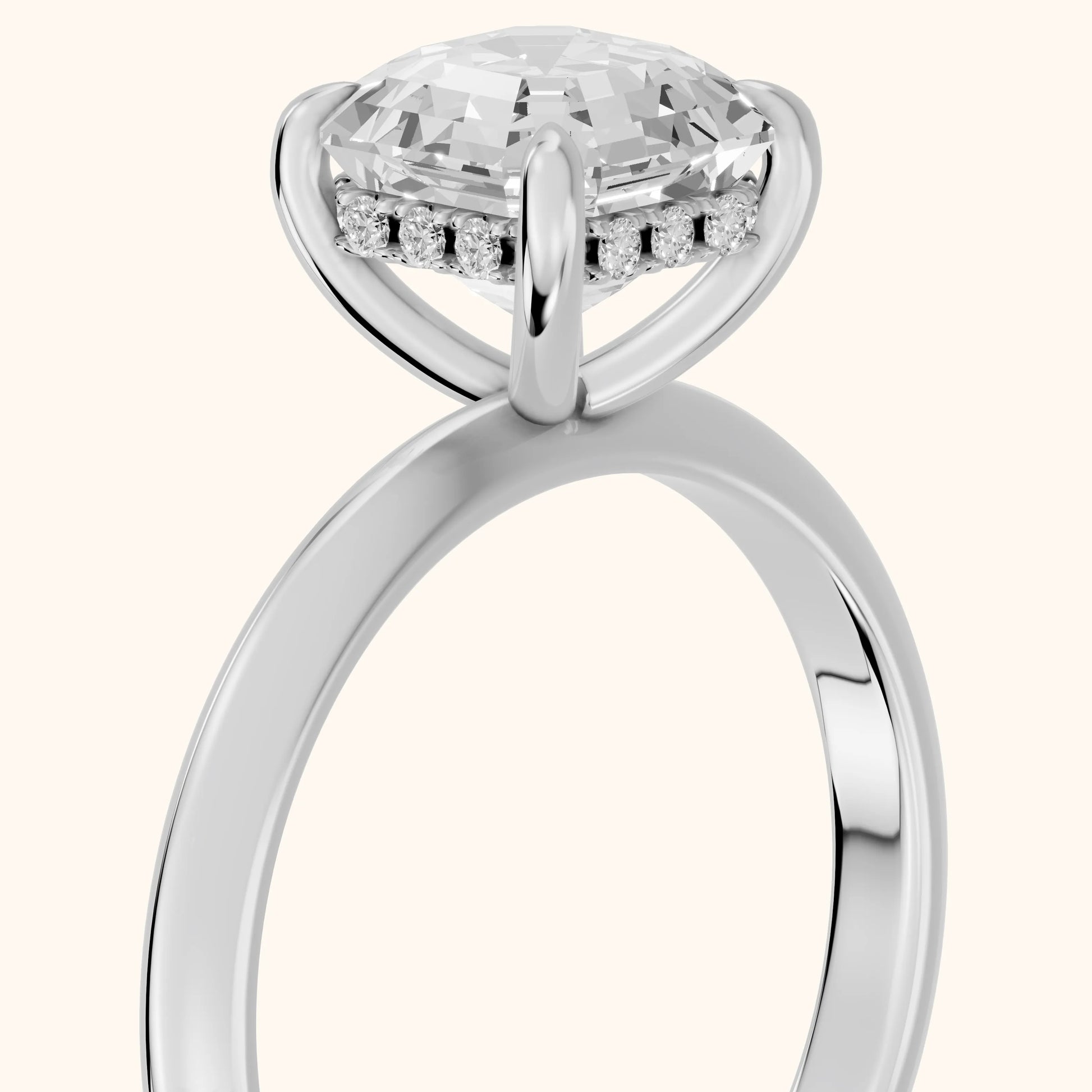 Amaya Hidden Halo Asscher Diamond Ring in White Gold - slant-view.webp