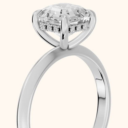 Amaya Hidden Halo Asscher Diamond Ring in White Gold - slant-view.webp