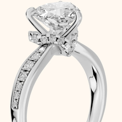 Ione Hidden Halo Pavé Heart Diamond Engagement Ring in White Gold - slant-view.webp