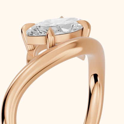 Katherine East-West Bypass Marquise Diamond Engagement Ring in Rose Gold - slant-view.webp