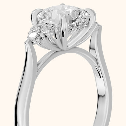 Anya Sidestone Cluster Cushion Diamond Ring in Silver - slant-view.webp
