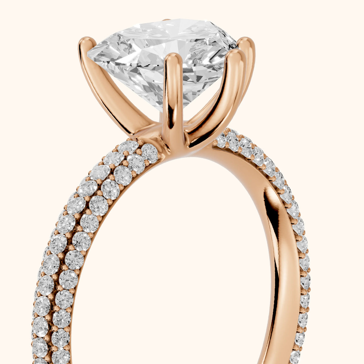 Thalia Micropavé Heart Diamond Engagement Ring in Rose Gold - slant-view.webp