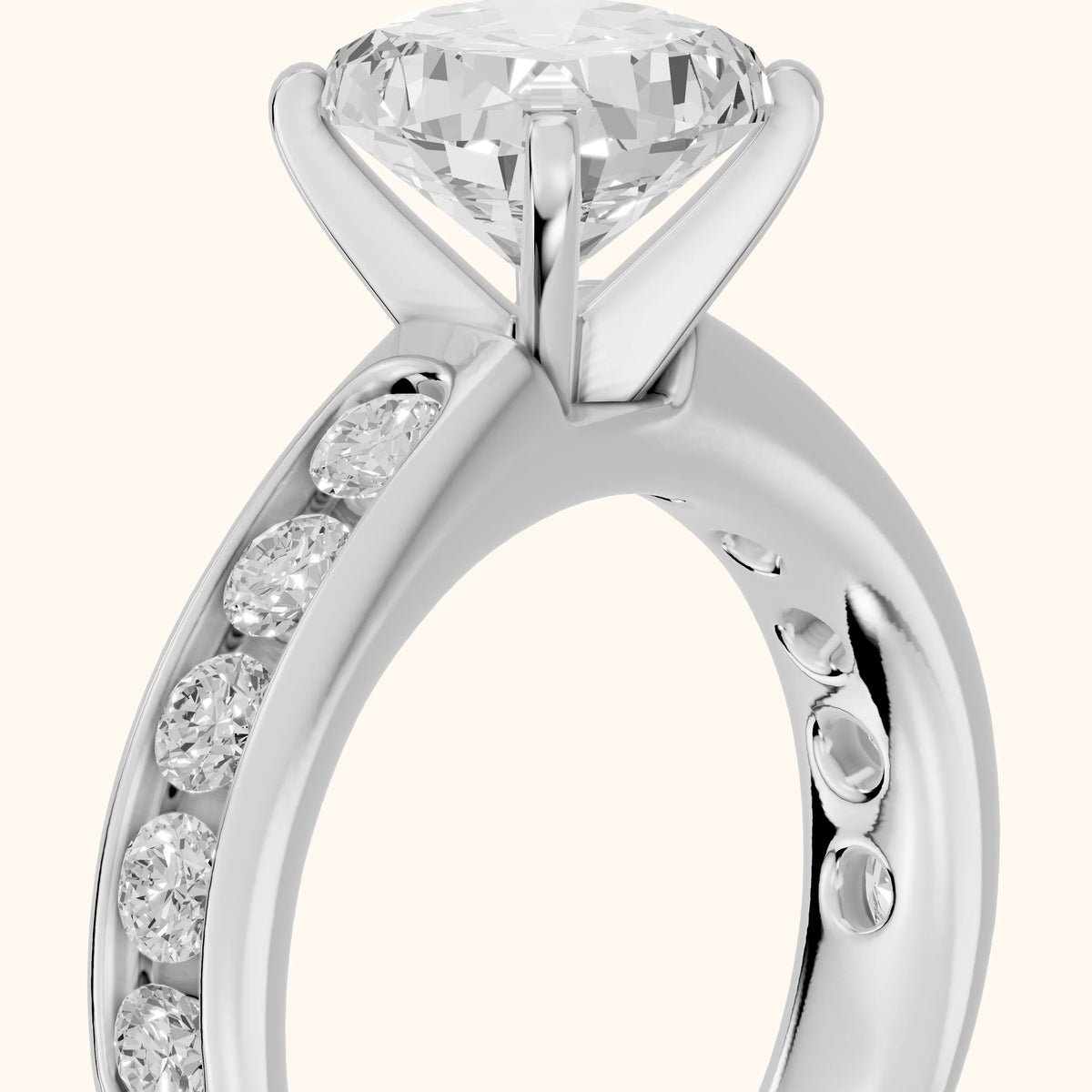 Juneau Cathedral Channel Set Cushion Diamond Engagement Ring in White Gold - slant-view.webp