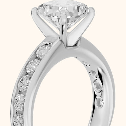 Juneau Cathedral Channel Set Cushion Diamond Engagement Ring in White Gold - slant-view.webp