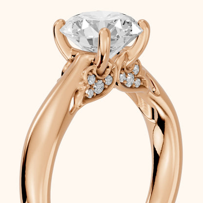 Vanessa Cathedral Round Diamond Engagement Ring in Rose Gold - slant-view.webp
