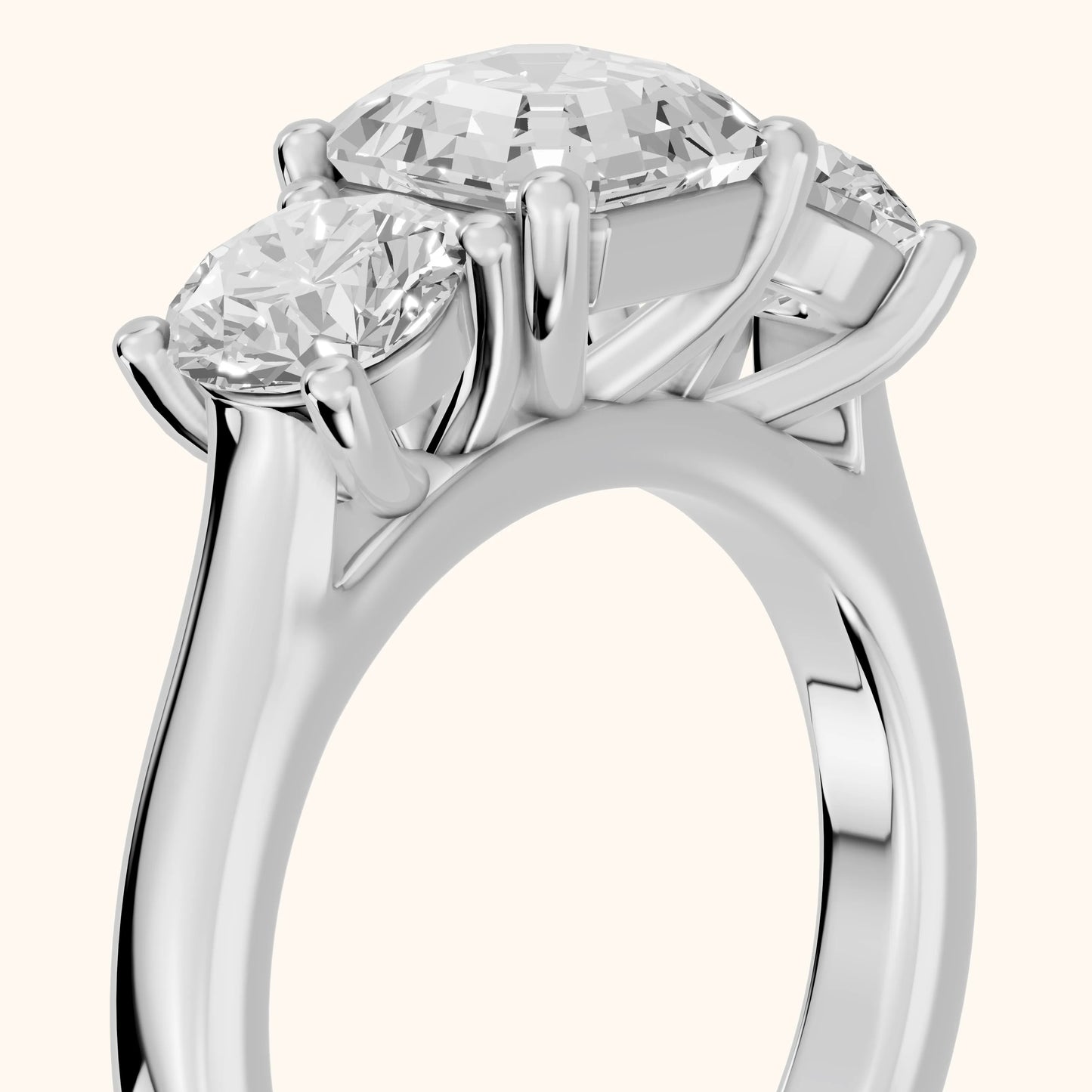 Callie Three-Stone Trellis Asscher Diamond Ring in Silver - slant-view.webp