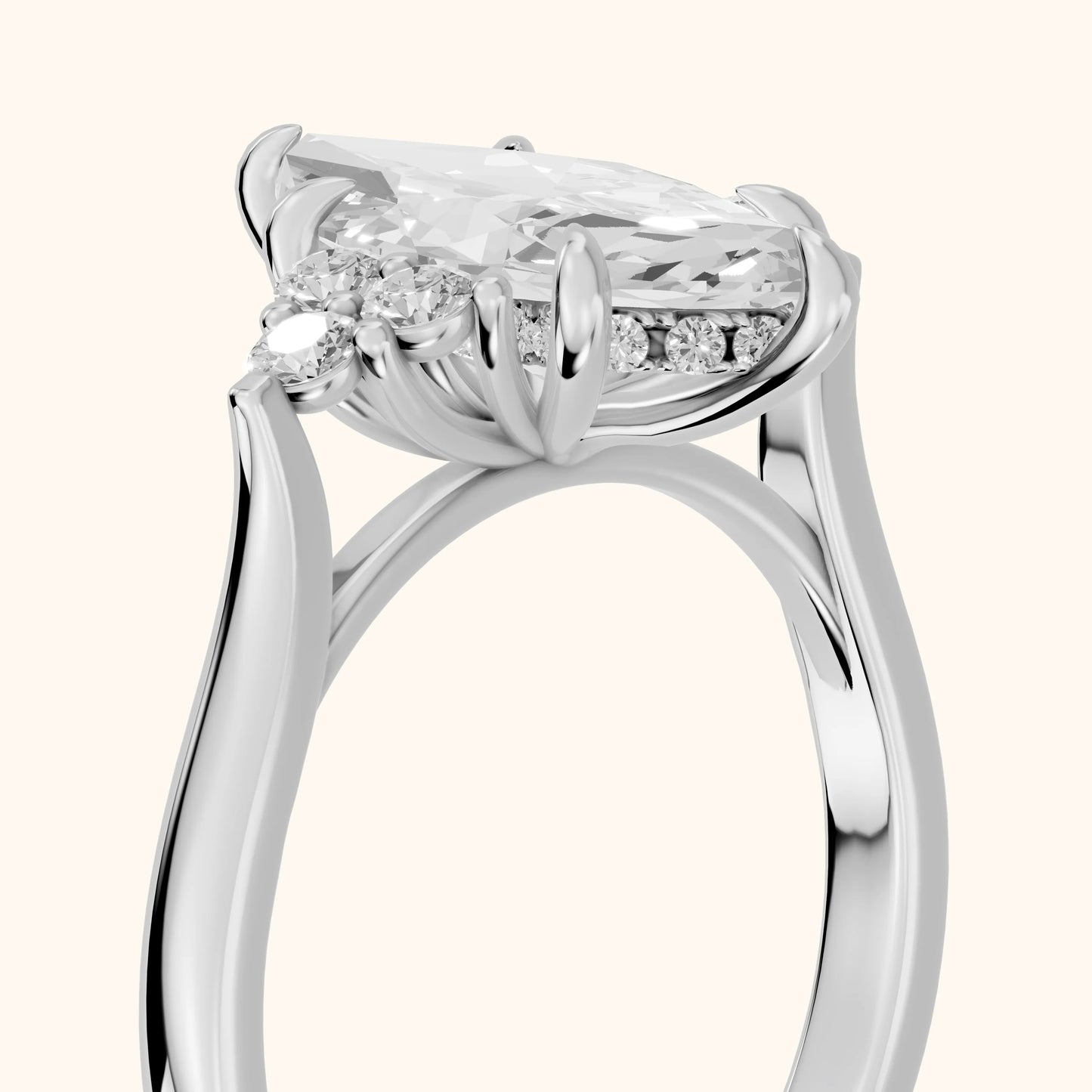 Anya Sidestone Cluster Marquise Diamond Ring in Silver - slant-view.webp