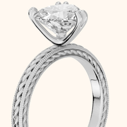 Lacey Rope Solitaire Heart Diamond Engagement Ring in Silver - slant-view.webp