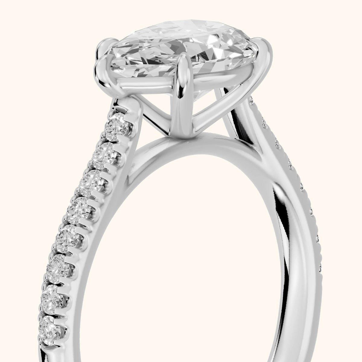 Odelia East-West Pavé Pear Diamond Engagement Ring in Silver - slant-view.webp