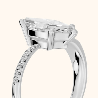 Rosie Solitaire Basket Marquise Diamond Engagement Ring in White Gold - slant-view.webp