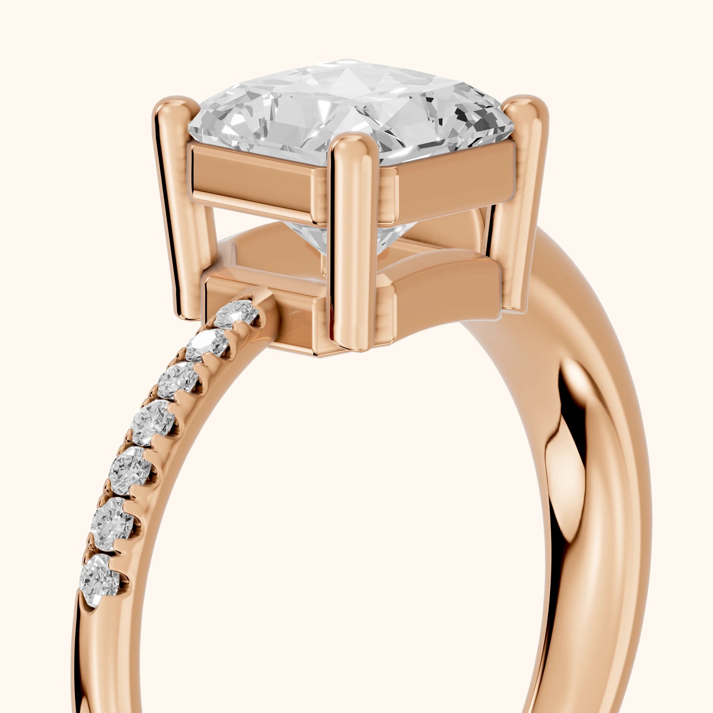 Rosie Solitaire Basket Radiant Diamond Engagement Ring in Rose Gold - slant-view.webp