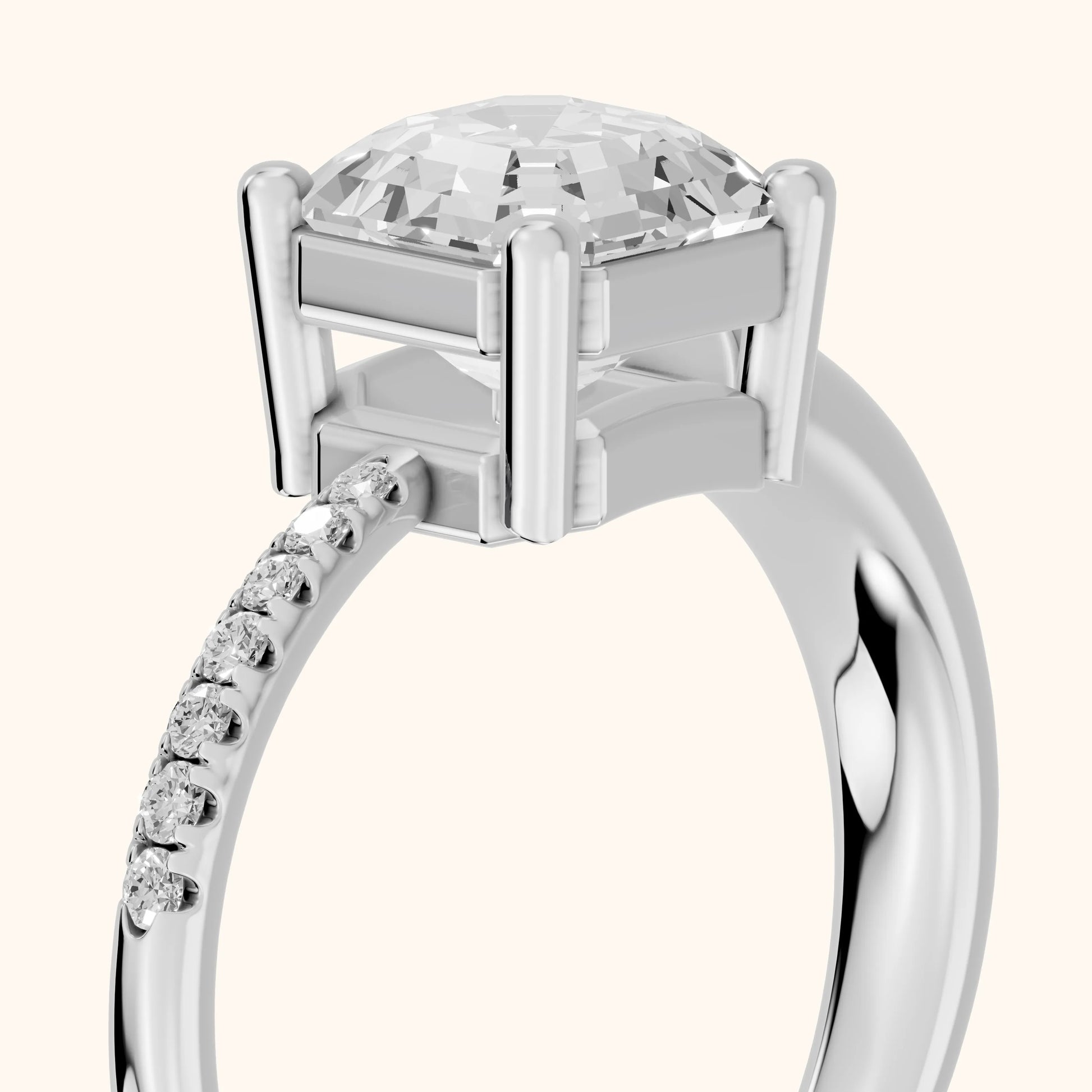 Rosie Solitaire Basket Asscher Diamond Engagement Ring in Platinum - slant-view.webp