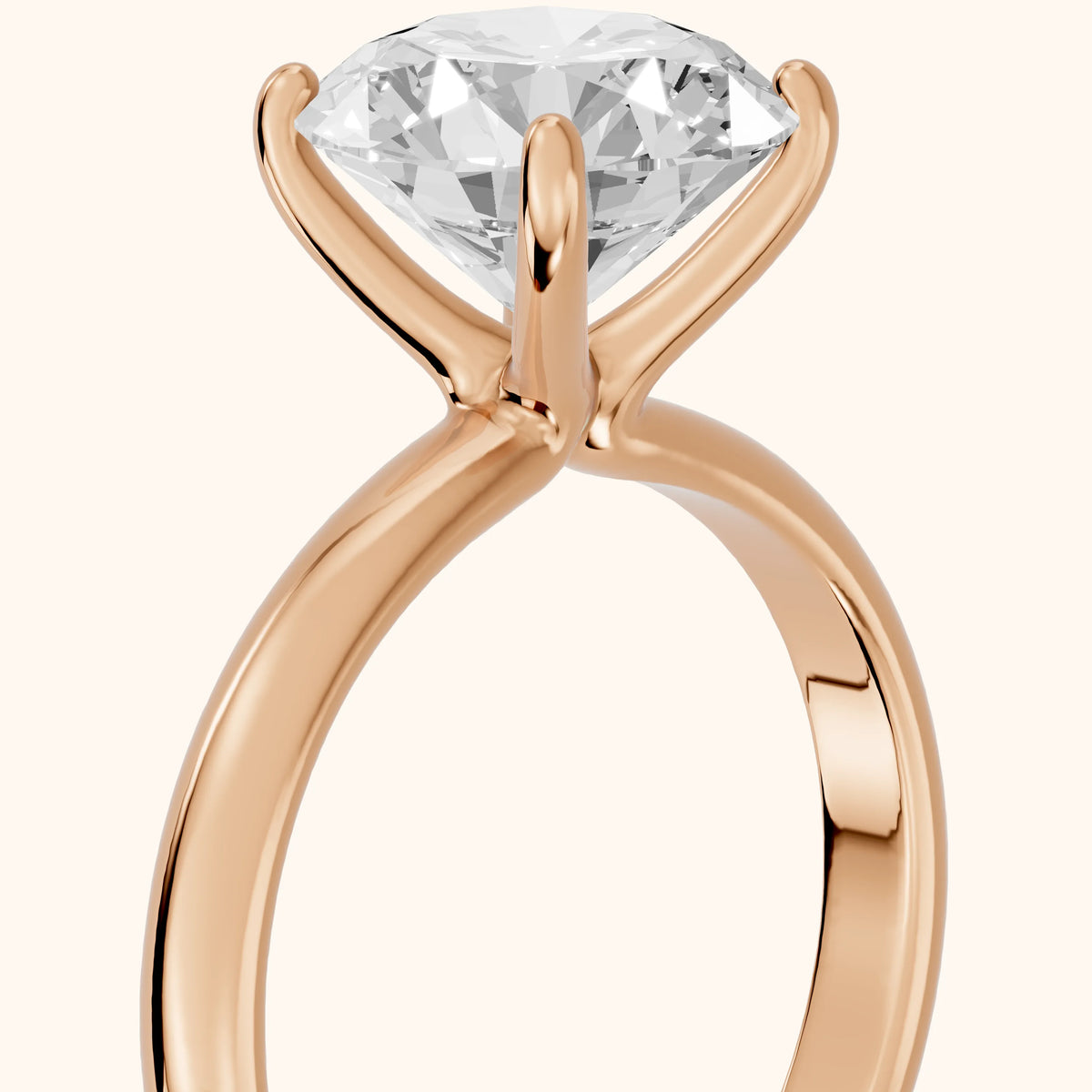 Marietta Tulip Solitaire Round Diamond Engagement Ring in Rose Gold - slant-view.webp