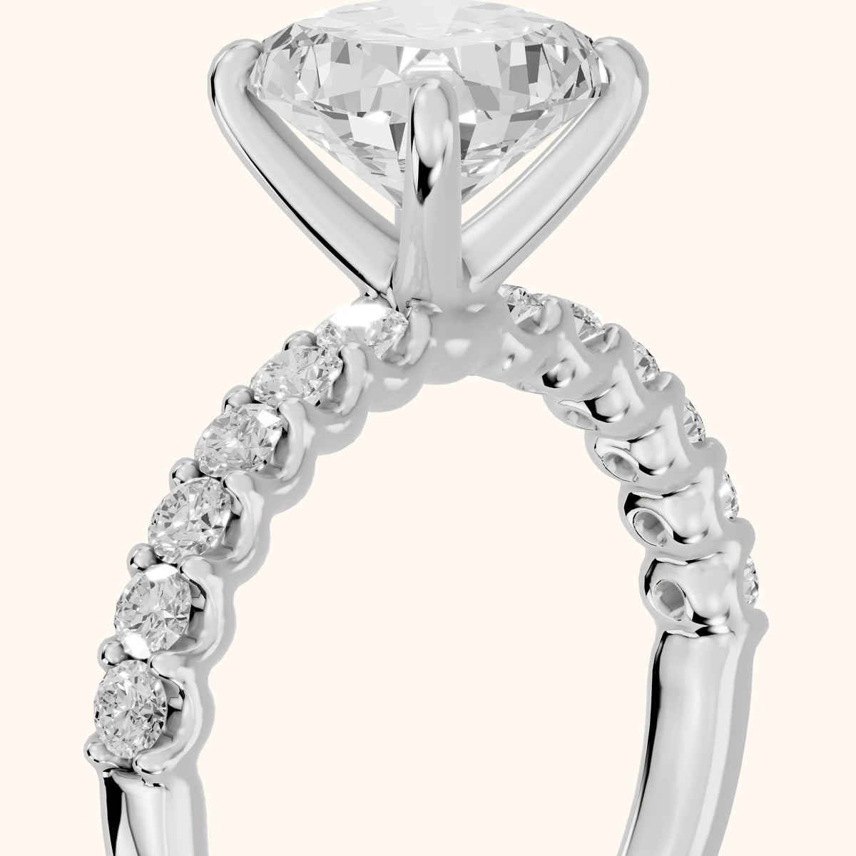 Lynn Statement Pavé Cushion Diamond Engagement Ring in White Gold - slant-view.webp