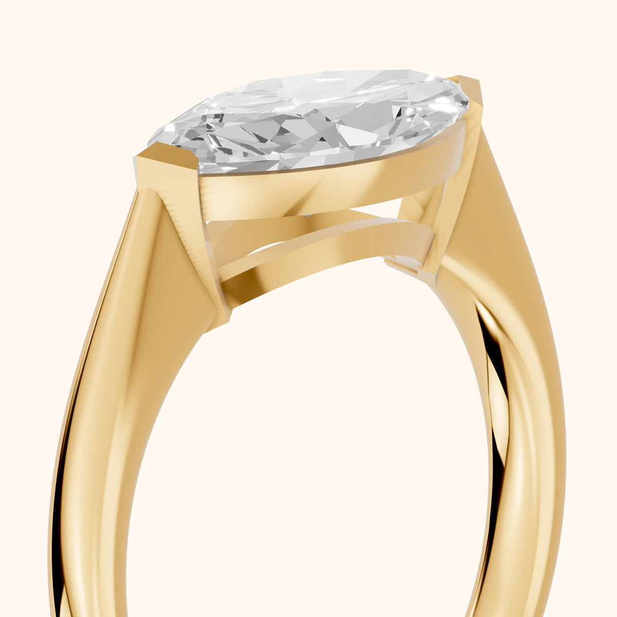 Magnolia East-West Marquise Diamond Engagement Ring in Yellow Gold - slant-view.webp